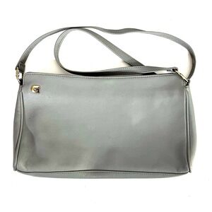 Ganson Shoulder‎ Bag Clutch Convertible Grey Gray Leather Vintage